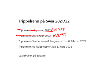 Trippelrennet tirsdag 25. også avlyst